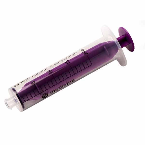 Medicina 20mL Purple Reusable ENFit Enteral Syringe, sold as each, can be purchased as box of 80
