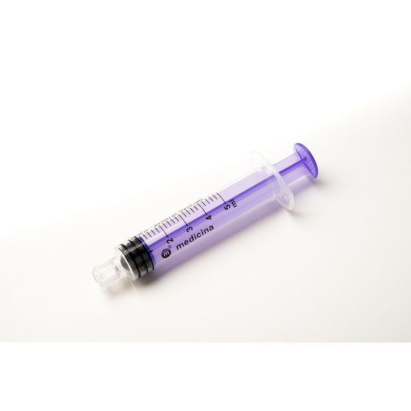 Medicina 5mL Purple single use ENFit enteral syringe, sold as each, can be purchased as box of 100