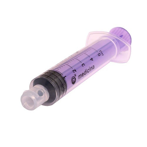 Medicina 5mL Purple single use ENFit enteral syringe, sold as each, can be purchased as box of 100