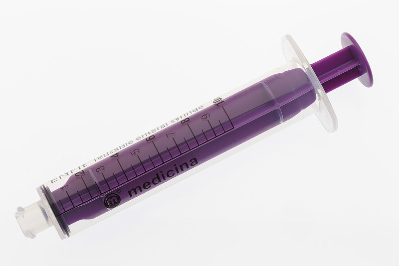 Medicina 10mL Purple Reusable ENFit Enteral Syringe, sold as each, can be purchased as box of 100