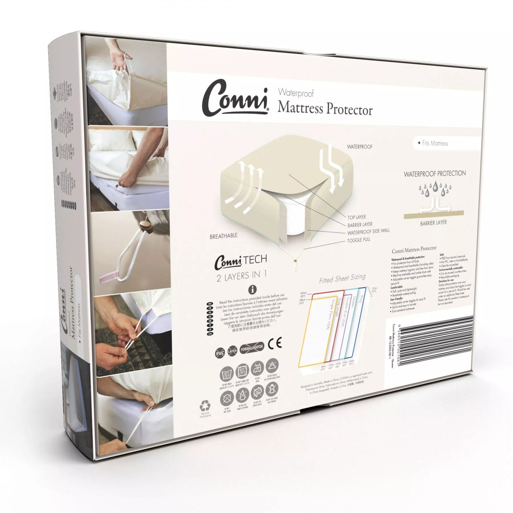 Conni Mattress Protector 153cmx203cm Waterproof Size - Queen